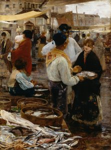 威尼斯的鱼市 作者 埃托尔·铁托（Ettore Tito）
