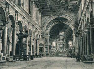 圣玛丽亚大教堂的内部，在Capitoline山，意大利罗马，Ara Coeli，1927年 作者 尤金·波普尔