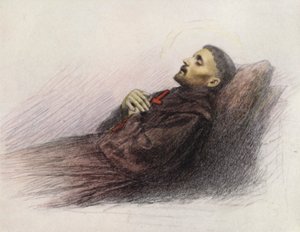 病榻上的圣弗朗西斯（彩色石版画） 作者 尤金（继）伯南德