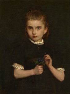 拿着紫罗兰的女孩（布面油画） 作者 Eugene (attr. to) Siberdt