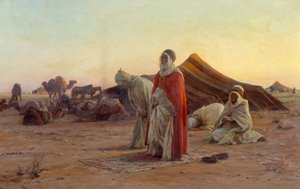 沙漠中的帐篷 祈祷。 细节。 Eugene Alexis Girardet (1853-1907) 绘画 19 世纪 Bayonne，Musee Bonnat
