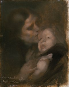 母与子（布面油画） 作者 欧仁·卡里尔（EugèneCarrière）