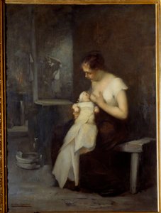 Eugene Carriere (1849-1906) 1879 年《护理妇女》的画作 0,81x0,59 m 鲁昂，Musee des Beaux Arts 作者 欧仁·卡里尔（EugèneCarrière）