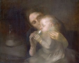 锡杯（布面油画） 作者 欧仁·卡里尔（EugèneCarrière）