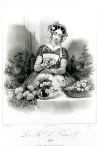 花卖家，c。 1840 作者 尤金·查尔斯·弗朗索瓦·瓜拉德