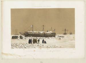 漂浮在金伯恩附近冰上的电池Tonnante，1856年 作者 尤金·西塞里