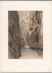 徒步旅行者在穿越 Trient 峡谷的桥上
特里恩特峡谷（物体上的标题）
瑞士、萨瓦和蒂罗尔风景（系列标题）
瑞士、萨瓦省和蒂罗尔（文物上的系列名称） 作者 貂