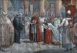 年轻的路易七世（1120-1180），法国国王，与阿基坦的艾莉诺（Alienor d
