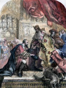 费迪南德和伊莎贝拉（Ferdinand and Isabella）接待哥伦布的故事，巴塞罗那，十五世纪，十九世纪