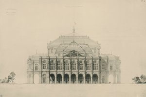 法国，巴黎，Viollet le Duc在巴黎新歌剧院建设竞赛中提交的设计方案 作者 Eugene Emmanuel Viollet le Duc