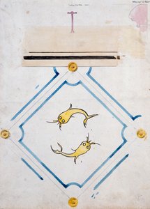 尤金-埃马纽埃尔-维奥莱特-勒杜克（1814-1879）的浴室瓷砖图案，水彩画，Chateau d