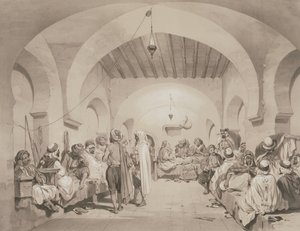 Cafe du Divan，阿尔及尔，纪念1830年拍摄阿尔及尔的法国远征军，由Adolphe Jean-Baptiste Bayot（1810-66）雕刻