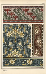 Jonquil, Narcissus jonquilla, as design motif in wallpaper and fabric patterns 作者 尤金·格拉塞