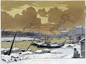 1886 年 1 月的一个晚上，巴黎的 Le pont de Sully，被雪覆盖——格拉塞特 作者 尤金·格拉塞