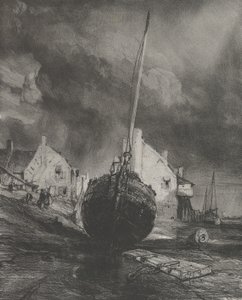 记忆中的圣瓦莱里-索姆河畔，1833年。 作者 尤金·伊萨贝（Eugene Isabey）