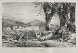 老法国风景如画和浪漫之旅：奥弗涅卷。二世，Royat峡谷，第79号，1830年 作者 尤金·伊萨贝（Eugene Isabey）