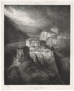 老法国风景如画和浪漫之旅：奥弗涅卷。 II：圣约翰教堂，梯也尔，板块 作者 尤金·伊萨贝（Eugene Isabey）