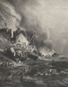 低潮时的船舶改装，1833年。 作者 尤金·伊萨贝（Eugene Isabey）