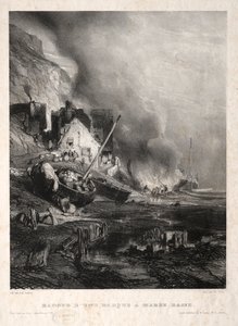 六名海军陆战队：退潮时改装的船只，1833年。 作者 尤金·伊萨贝（Eugene Isabey）