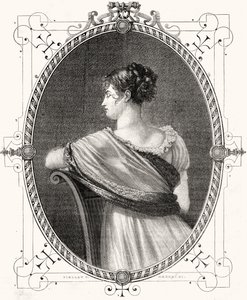 由Antoine Auguste Ernest Hebert（1817-1908）刻的Recamier夫人（1777-1849）的肖像