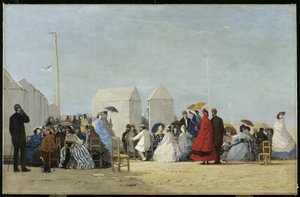 海滩附近特鲁维尔，1864年 作者 尤金·路易斯·布丁