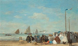特鲁维尔的海滩景象，1863年。 作者 尤金·路易斯·布丁