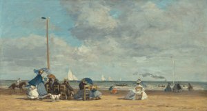 特鲁维尔的海滩，1864-1865。 作者 尤金·路易斯·布丁