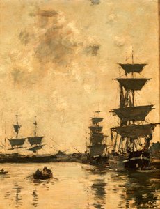 多维尔：大篷车，1887年 作者 尤金·路易斯·布丁