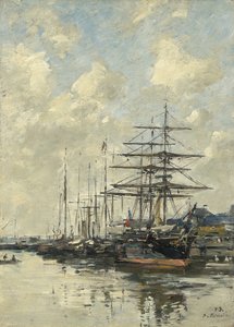 多维尔，船坞，1887年 作者 尤金·路易斯·布丁