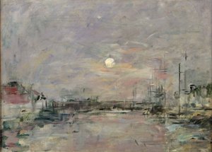 在勒阿弗尔商业码头的黄昏，c.1892-94 作者 尤金·路易斯·布丁