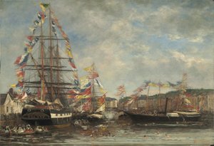 1858年翁弗勒尔港的节日（木油）
