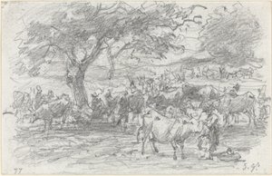 牧民和牛，1877年。 作者 尤金·路易斯·布丁