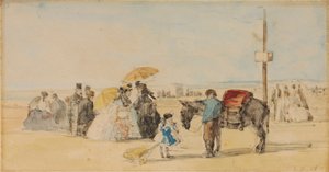 在海滩上，1866年 作者 尤金·路易斯·布丁