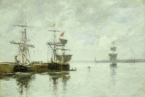 港口场景，约1880年 作者 尤金·路易斯·布丁