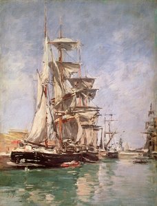 帆船（布面油画） 作者 尤金·路易斯·布丁