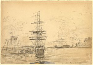 港湾中的船只，约1875年。 作者 尤金·路易斯·布丁