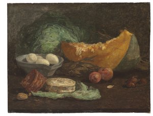 静物鸡蛋和南瓜，约1853-56年 作者 尤金·路易斯·布丁