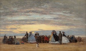 维勒维勒的海滩，1864年。 作者 尤金·路易斯·布丁