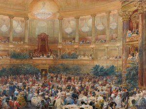 拿破仑三世在凡尔赛宫的晚宴，1854年。 作者 尤金·路易斯·拉米