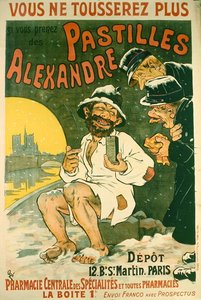 广告海报 "Pastilles Alexandre"（彩色平版印刷）。