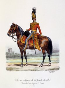 国王卫队的雪佛尔·莱格（Chevau-Légers），1级，Maréchal-des-Logis，1814-15年