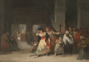教堂内，约1860-66（锡板油画） 作者 欧金尼奥·卢卡斯·贝拉斯克斯
