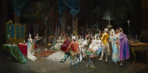The Magician at the Palace - Lucas Villaamil, Eugenio (1858-1919) - 1894 - Oil on canvas - 55x110 - Museo Carmen Thyssen, Malaga 作者 尤金尼奥·卢卡斯·维拉米尔