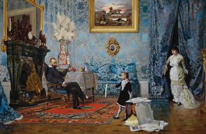 Fabricci 家族，约 1880 年，作者：Eugenio Scomparini（1845-1913），布面油画，68x187 厘米，意大利 作者 欧金尼奥·斯康帕里尼
