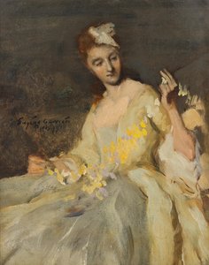 身着舞会礼服的女士肖像 作者 欧仁·卡里尔（EugèneCarrière）