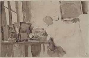 工作室的一角，约1825年。 作者 尤金·德拉克洛瓦