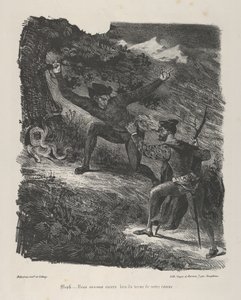 浮士德和梅菲斯特在哈茨山脉 歌德，《浮士德》，1825-27., 1825-27. 作者 尤金·德拉克洛瓦