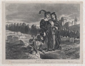 哈姆雷特沉思约里克的头骨，1828年，1828年。