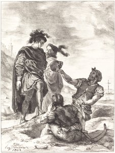 哈姆雷特和霍拉旭在掘墓人面前 第五幕，第一场，1843年。 作者 尤金·德拉克洛瓦