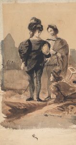 墓地里的哈姆雷特和霍拉旭，1827-28。 作者 尤金·德拉克洛瓦